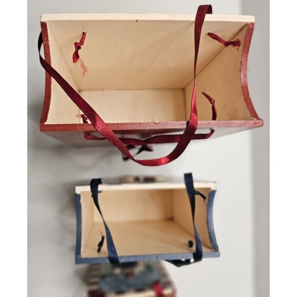 Set Of 3 Wooden "Let It Snow" Decorative Winter Boxes With Ribbon Handles - Picture 6 of 9